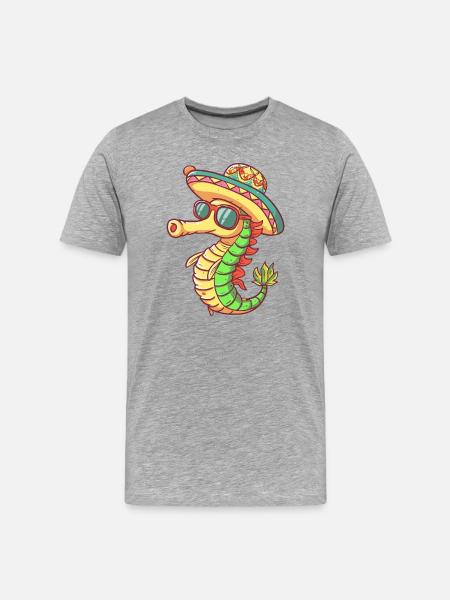 Seahorse Funny Sombrero - Men's Premium Organic T-Shirt - heather grey
