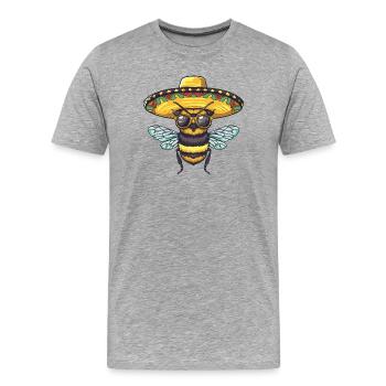 Biene Lustig Sombrero - Männer Premium Bio T-Shirt - Grau meliert - Vorne - Damien (186cm)