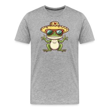 Frosch Lustig Sombrero - Männer Premium Bio T-Shirt - Grau meliert - Vorne - Damien (186cm)