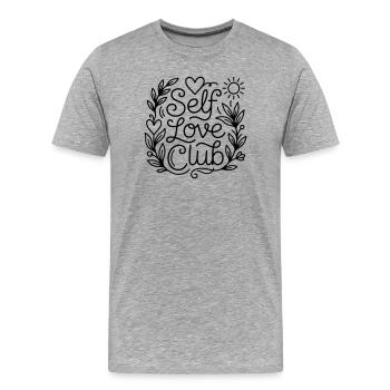 L’amour de soi - T-shirt bio Premium Homme - gris chiné - Devant - Damien (186cm)