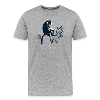 Schimpanse - Männer Premium Bio T-Shirt - Grau meliert - Vorne - Damien (186cm)