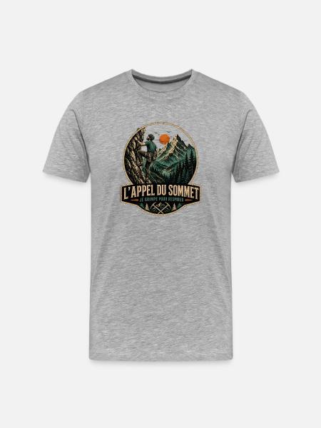 Appel du Sommet Grimpeur - T-shirt bio Premium Homme - gris chiné