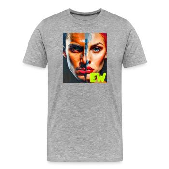 Doppelporträt in Neonfarben - Männer Premium Bio T-Shirt - Grau meliert - Vorne - Damien (186cm)