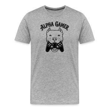 Alpha Gamer - Männer Premium Bio T-Shirt - Grau meliert - Vorne - Damien (186cm)