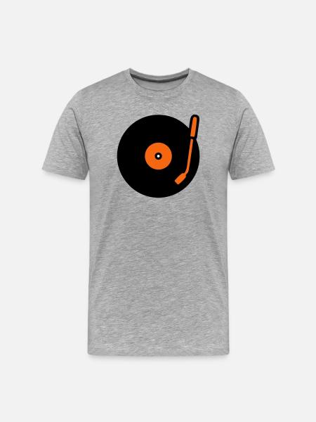 Retro Audio Schallplatte Tonarm - Männer Premium Bio T-Shirt - Grau meliert
