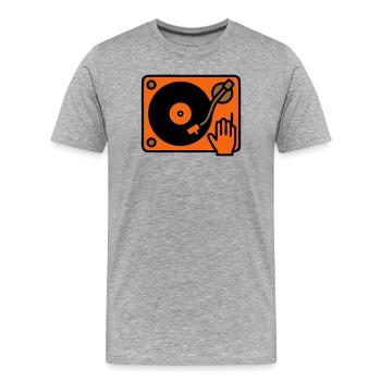 DJ Plattenspieler Hand Scratching - Männer Premium Bio T-Shirt - Grau meliert - Vorne - Damien (186cm)