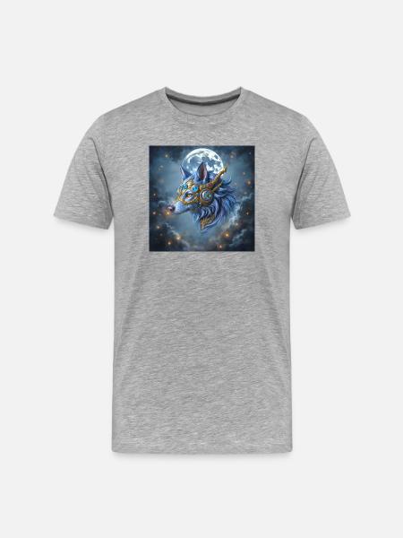 Mystic Crown Moon Wolf - Men's Premium Organic T-Shirt - heather grey