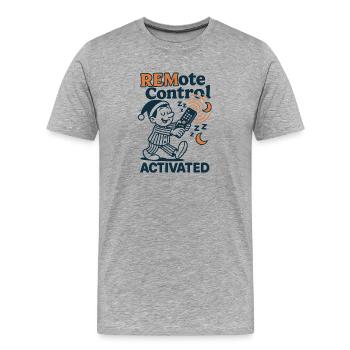 Télécommande de veille | Humour somnambule - T-shirt bio Premium Homme - gris chiné - Devant - Damien (186cm)