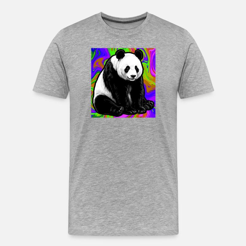 Panda - Männer Premium Bio T-Shirt - Grau meliert