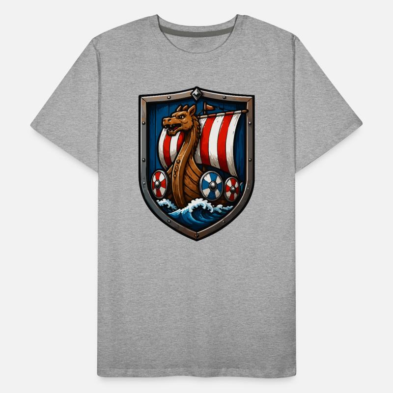 Wikinger Drachenboot Schild Männer Premium Bio T-Shirt