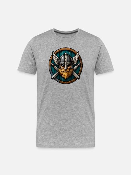 Viking Cartoon Warrior - Men's Premium Organic T-Shirt - heather grey