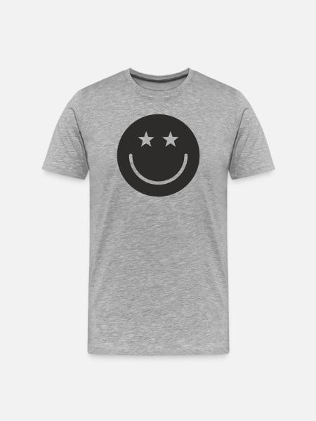 Smiley Design – Minimal & Positiv - Männer Premium Bio T-Shirt - Grau meliert