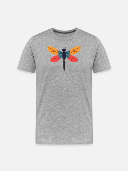 Bunte Libelle Farbenspiel - Männer Premium Bio T-Shirt - Grau meliert