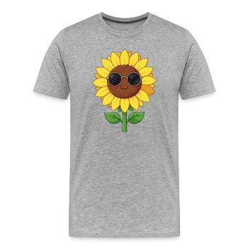 Gelbe Blume Sonnenblume Blüte Geschenk Hippie - Männer Premium Bio T-Shirt - Grau meliert - Vorne - Damien (186cm)