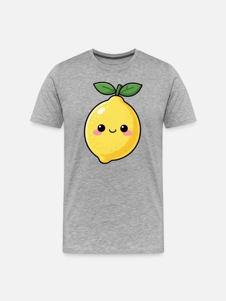 Kawaii Lemon Gift - Men's Premium Organic T-Shirt - heather grey
