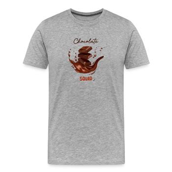 Morceaux de chocolat et Abbi au chocolat fondu - T-shirt bio Premium Homme - gris chiné - Devant - Damien (186cm)
