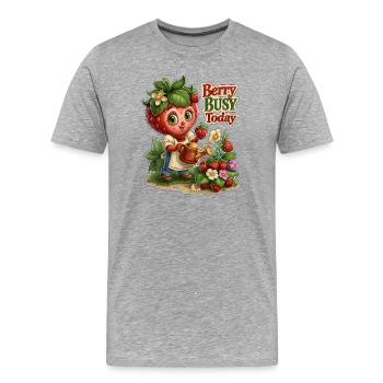 Berry Jardinier Fraise Actif - T-shirt bio Premium Homme - gris chiné - Devant - Damien (186cm)