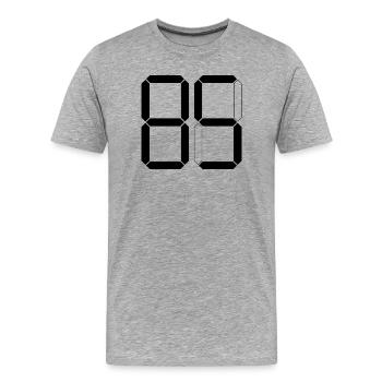 NUMÉRO 85 Quatre-vingt-cinq Cadeaux Numériques - T-shirt bio Premium Homme - gris chiné - Devant - Damien (186cm)