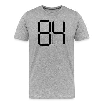 NUMÉRO 84 Quatre-vingt-quatre Cadeaux Numériques - T-shirt bio Premium Homme - gris chiné - Devant - Damien (186cm)