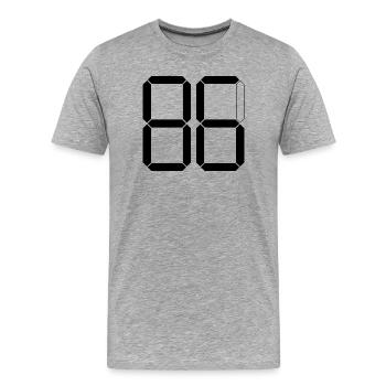 NUMÉRO 86 Quatre-vingt-six Cadeaux Digital - T-shirt bio Premium Homme - gris chiné - Devant - Damien (186cm)