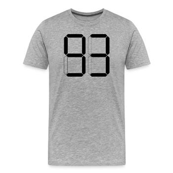 NUMÉRO 93 Quatre-vingt-treize cadeaux numériques - T-shirt bio Premium Homme - gris chiné - Devant - Damien (186cm)