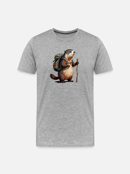Marmot hiker on trek - Men's Premium Organic T-Shirt - heather grey