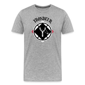 Slinger Emblem - Men's Premium Organic T-Shirt - heather grey - Front - Damien (186cm)