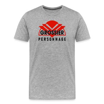 Gossier personnage - T-shirt bio Premium Homme - gris chiné - Devant - Damien (186cm)