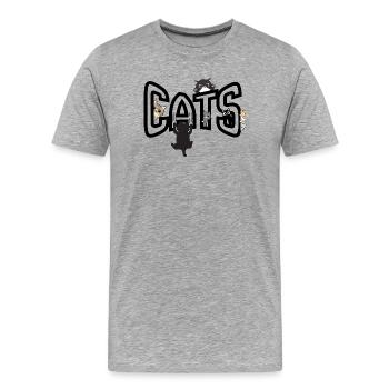 Katzen, die vom Rand hervorlugen - Männer Premium Bio T-Shirt - Grau meliert - Vorne - Damien (186cm)