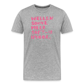 hygge words pink - Männer Premium Bio T-Shirt - Grau meliert - Vorne - Damien (186cm)