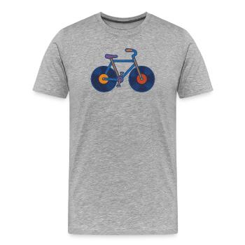Vinyl Cycle Echo - Männer Premium Bio T-Shirt - Grau meliert - Vorne - Damien (186cm)