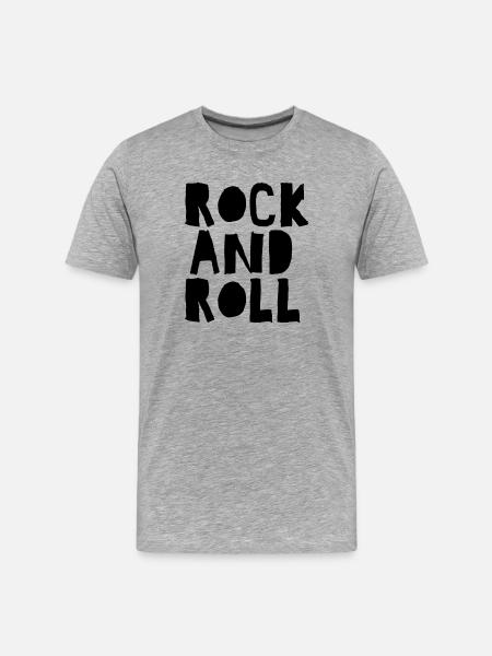 Rock'n'Roll-Logo mit Distressed - Männer Premium Bio T-Shirt - Grau meliert