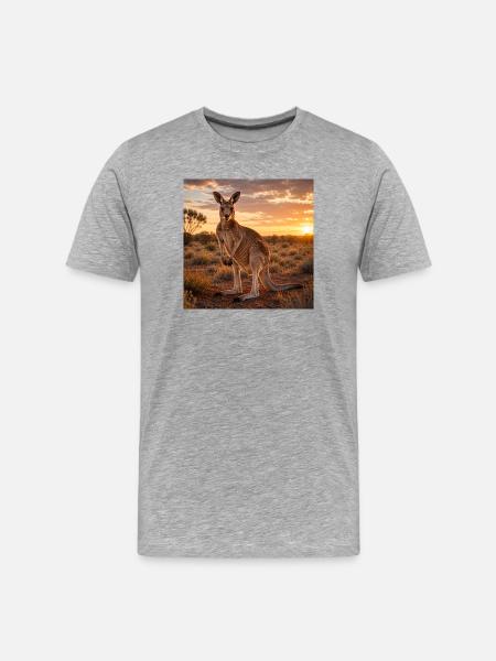 Kangaroo at sunset - Men's Premium Organic T-Shirt - heather grey