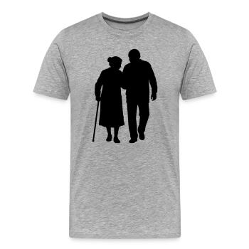 Großeltern Enkelkind Silhouette Spazieren Familie - Männer Premium Bio T-Shirt - Grau meliert - Vorne - Damien (186cm)