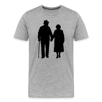 Großeltern Enkelkind Silhouette Spazieren Familie - Männer Premium Bio T-Shirt - Grau meliert - Vorne - Damien (186cm)