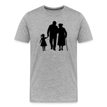 Großeltern Enkelkind Silhouette Spazieren Familie - Männer Premium Bio T-Shirt - Grau meliert - Vorne - Damien (186cm)