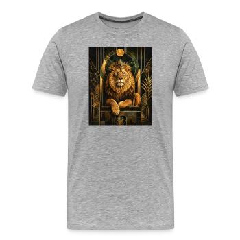 Löwe mit Krone im Gold-Design - Männer Premium Bio T-Shirt - Grau meliert - Vorne - Damien (186cm)