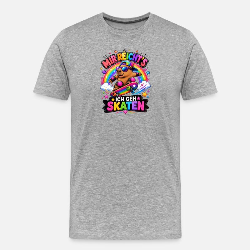 Skate Capybara Regenbogen - Männer Premium Bio T-Shirt - Grau meliert