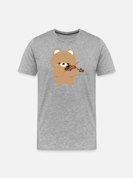 Bear Violinist Charm - Men's Premium Organic T-Shirt - heather grey