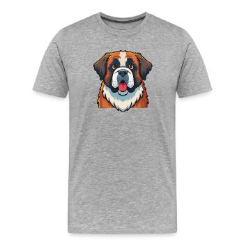 St. Bernard (portrait/comic) - Men's Premium Organic T-Shirt - heather grey - Front - Damien (186cm)