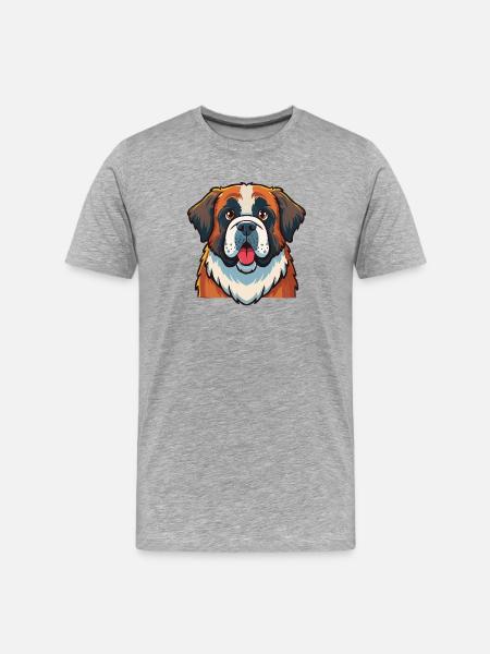 St. Bernard (portrait/comic) - Men's Premium Organic T-Shirt - heather grey