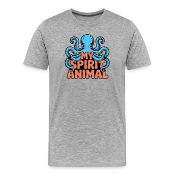 Oktopus Spirit - T-shirt bio Premium Homme - gris chiné - Devant - Damien (186cm)