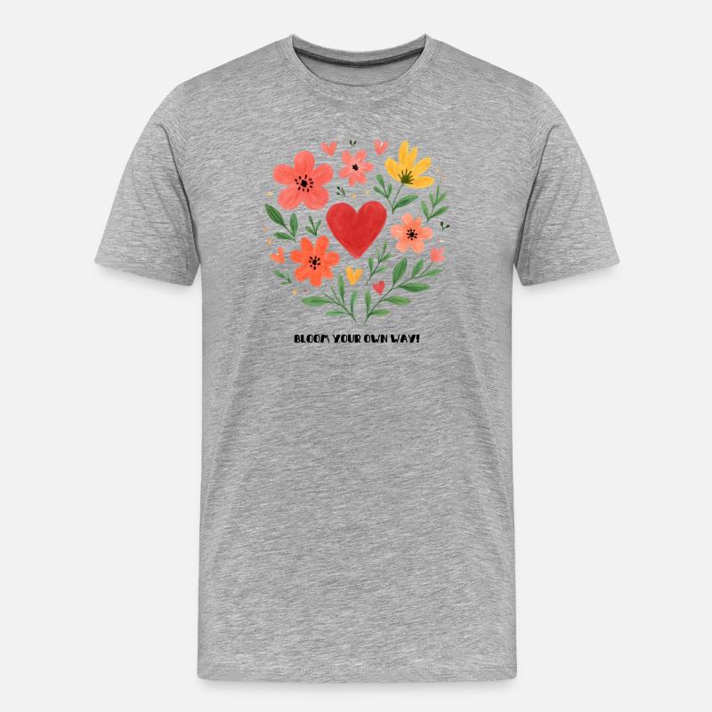 bloom your own way - Männer Premium Bio T-Shirt - Grau meliert