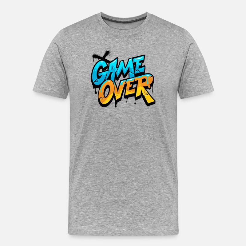 Game Over Graffiti Éclat - T-shirt bio Premium Homme - gris chiné