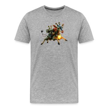 Steampunk-Giraffen-Beleuchtetes Herz - Männer Premium Bio T-Shirt - Grau meliert - Vorne - Damien (186cm)