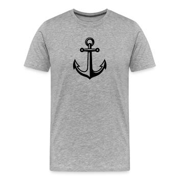 Sticker Autocollant pour Voiture ancre de bateau  - T-shirt bio Premium Homme - gris chiné - Devant - Damien (186cm)