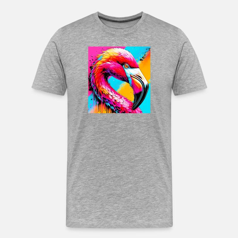 Flamingo - Männer Premium Bio T-Shirt - Grau meliert