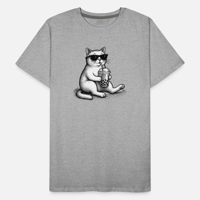 Bubble Tea Cat Men's Premium Organic T-Shirt