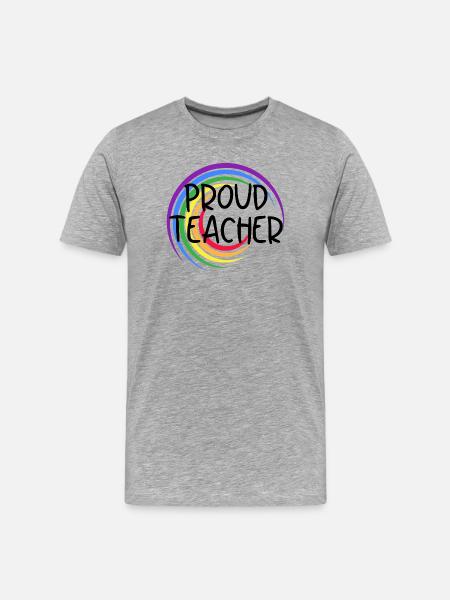 Proud Teacher LGBTQ Pride Rainbow Design - Men's Premium Organic T-Shirt - heather grey