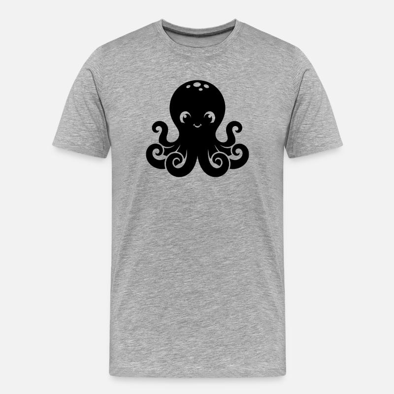 Süßes kleines Oktopus-Design - Männer Premium Bio T-Shirt - Grau meliert